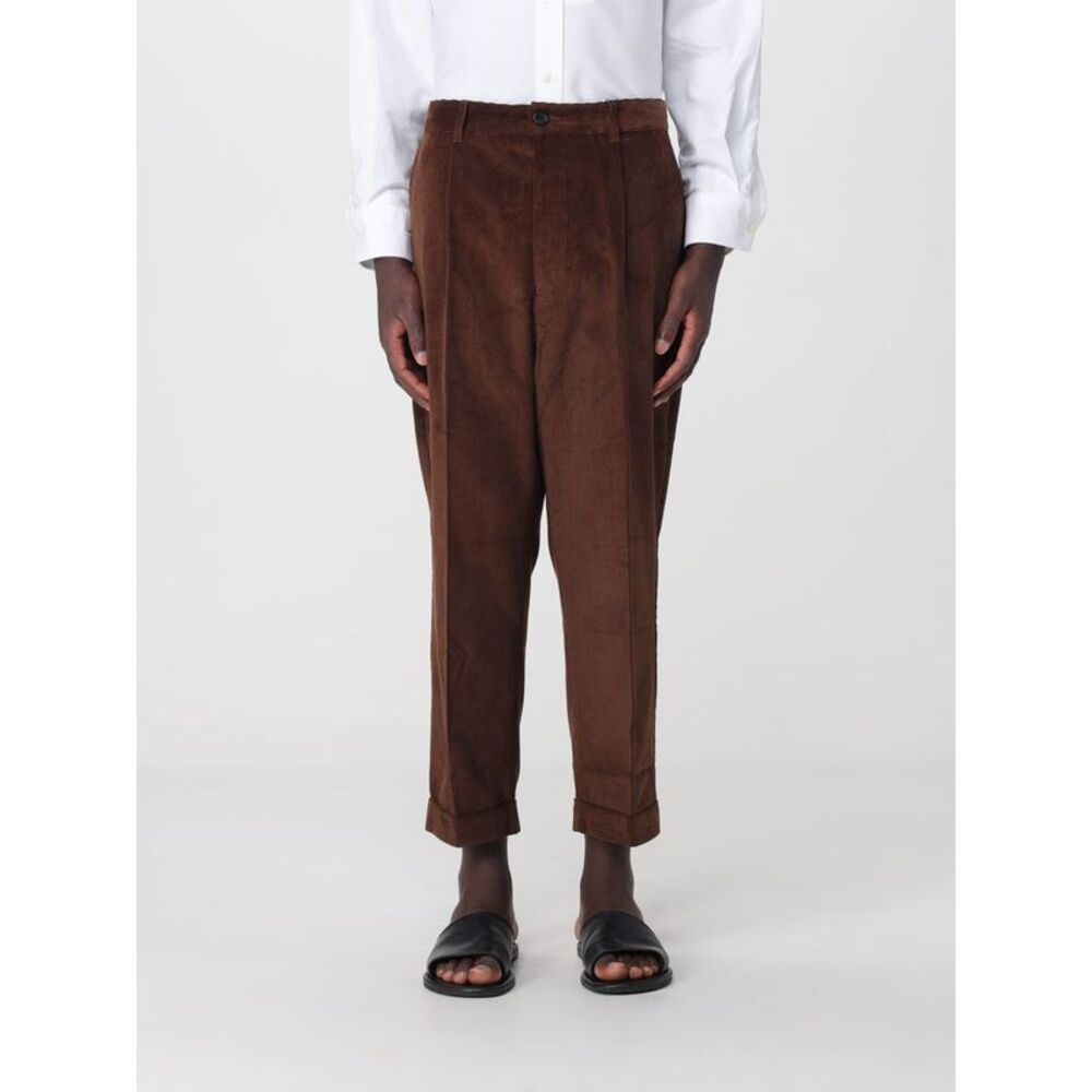Ami Paris Men Ami Paris Cropped Corduroy Trousers With Mid-Rise Waist
